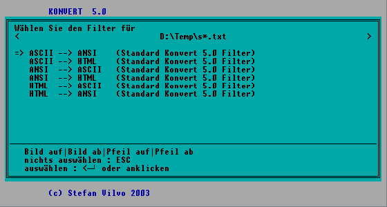 Screenshot Filtermenü